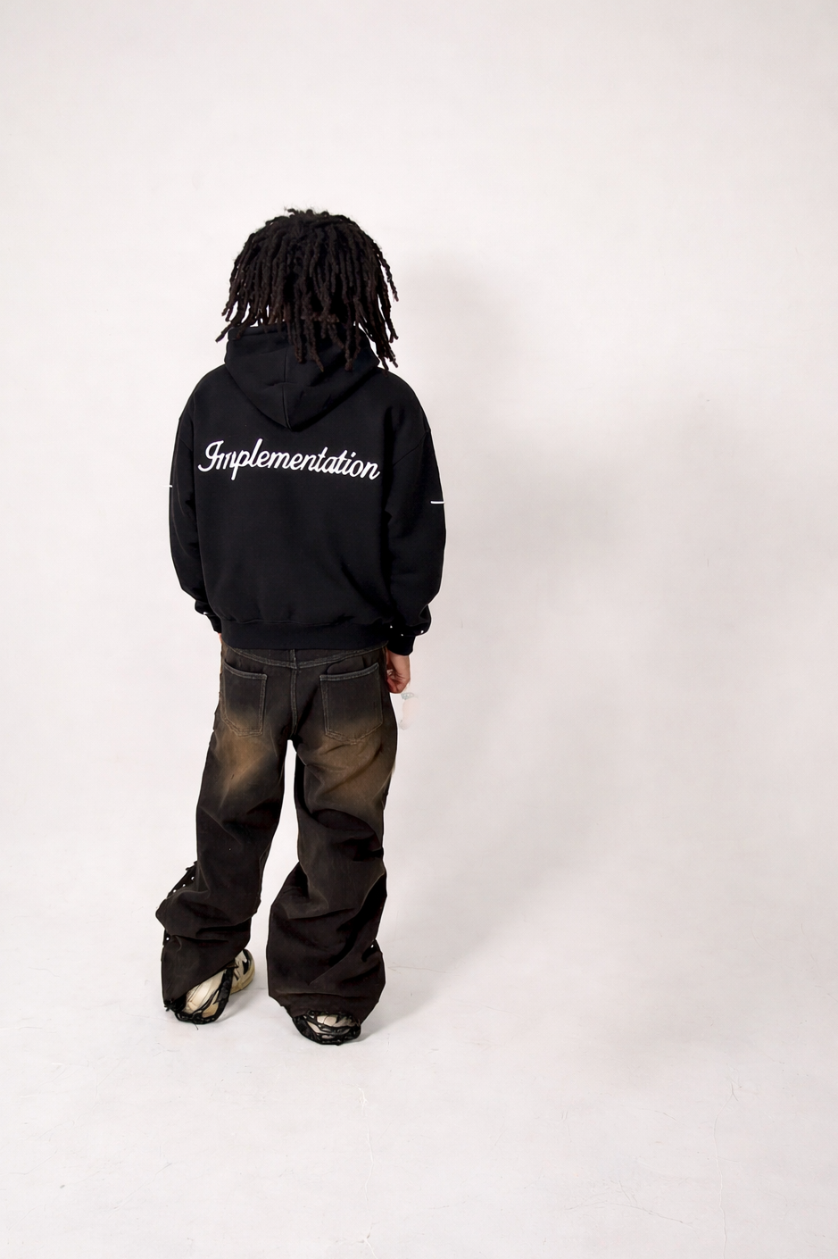 Black “Impl6ment” Zip Up