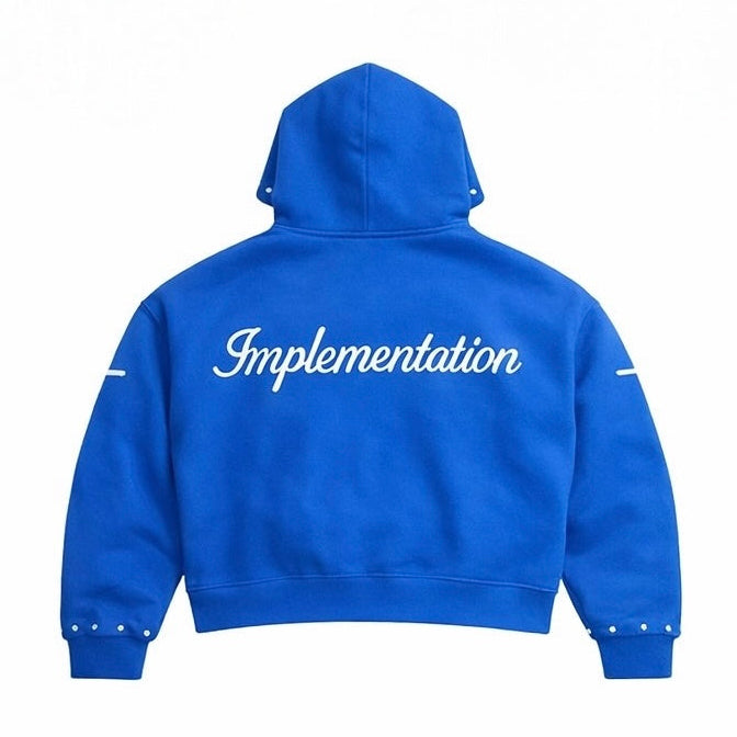 Blue “Impl6ment” Zip Up
