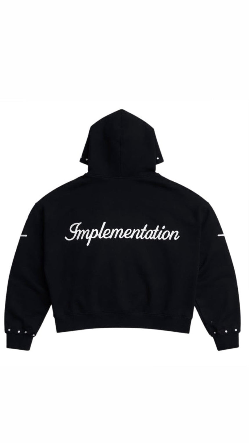 Black “Impl6ment” Zip Up