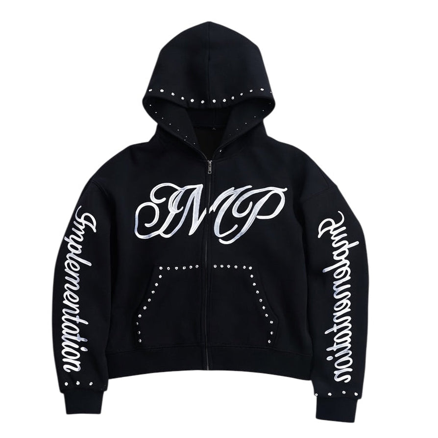Black “Impl6ment” Zip Up