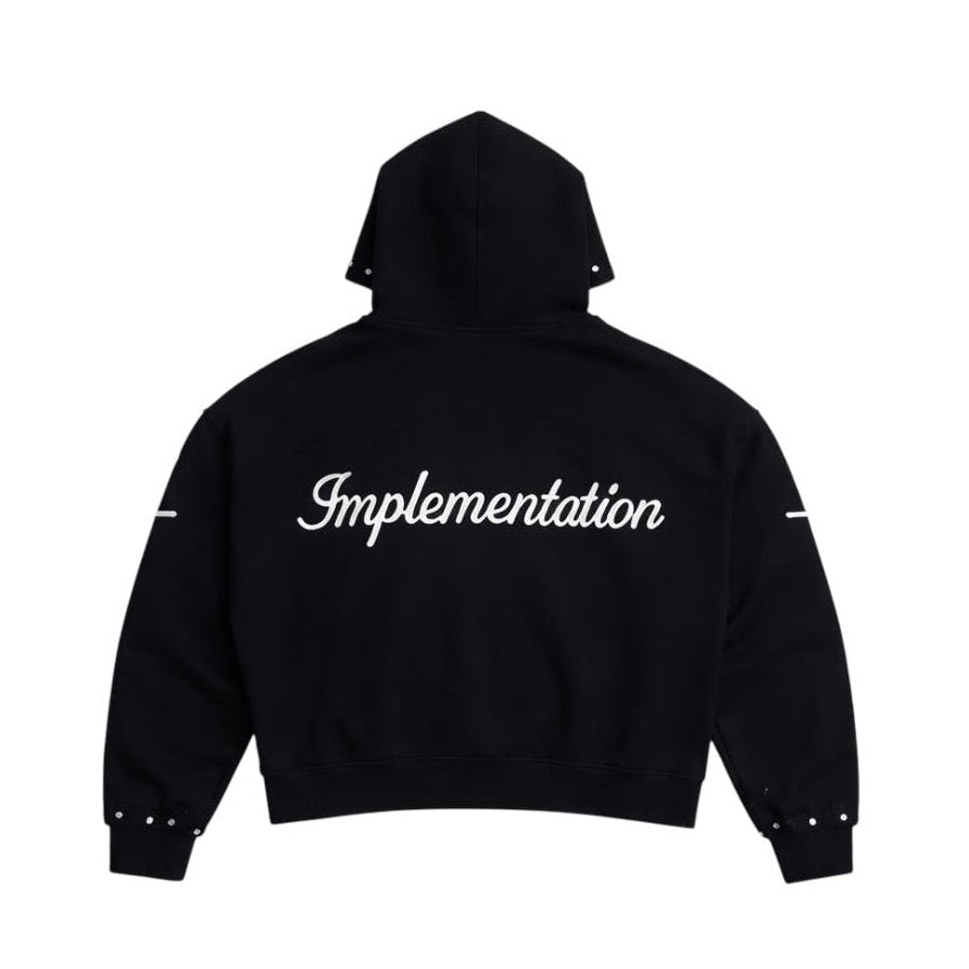Black “Impl6ment” Zip Up