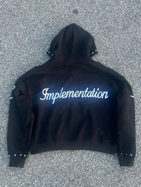 Black Impl6ment zip-up
