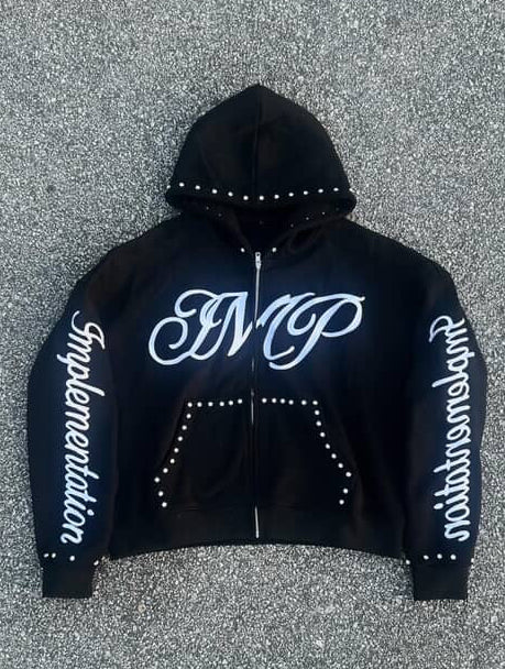 Black Impl6ment zip-up