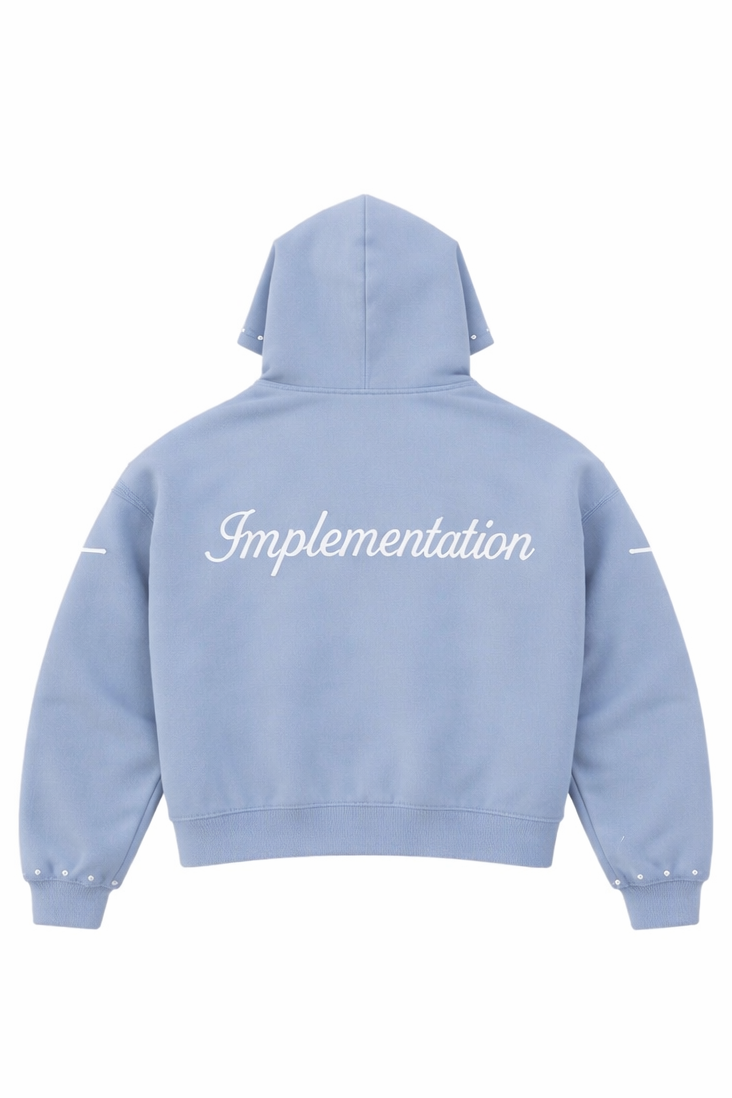 Blue “Impl6ment” Zip Up