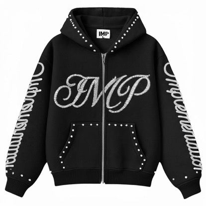 Black Impl6ment zip-up