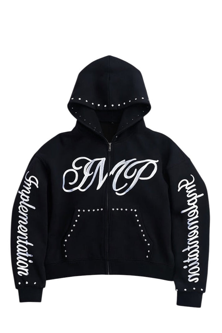 Black “Impl6ment” Zip Up