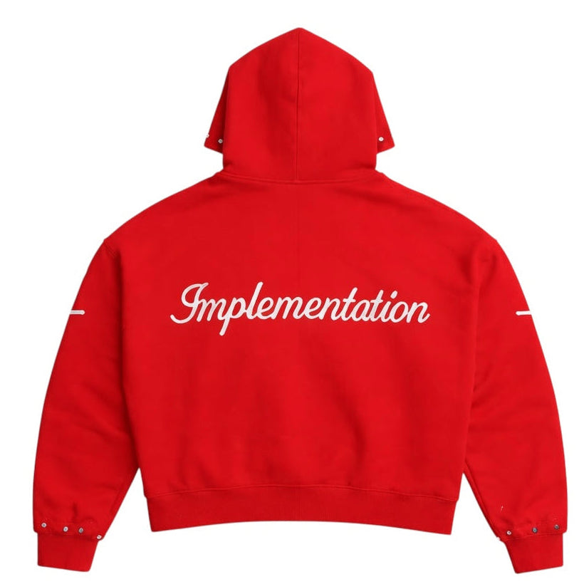 Red “Impl6ment” Zip Up
