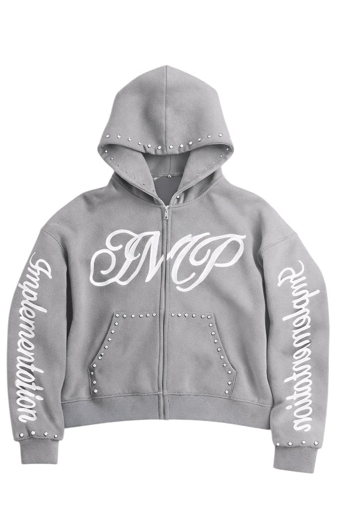 Grey “Impl6ment” Zip Up