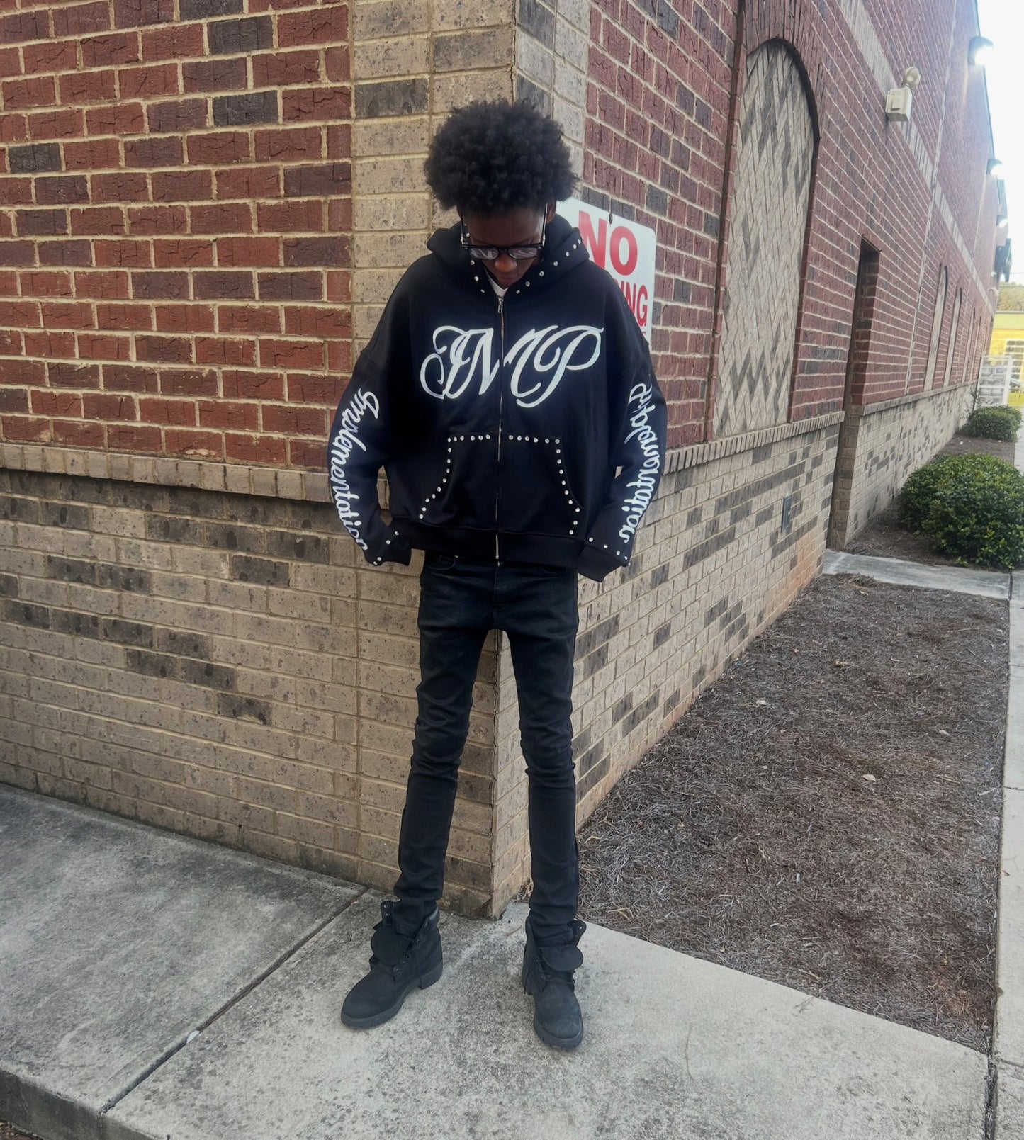 Black Impl6ment zip-up